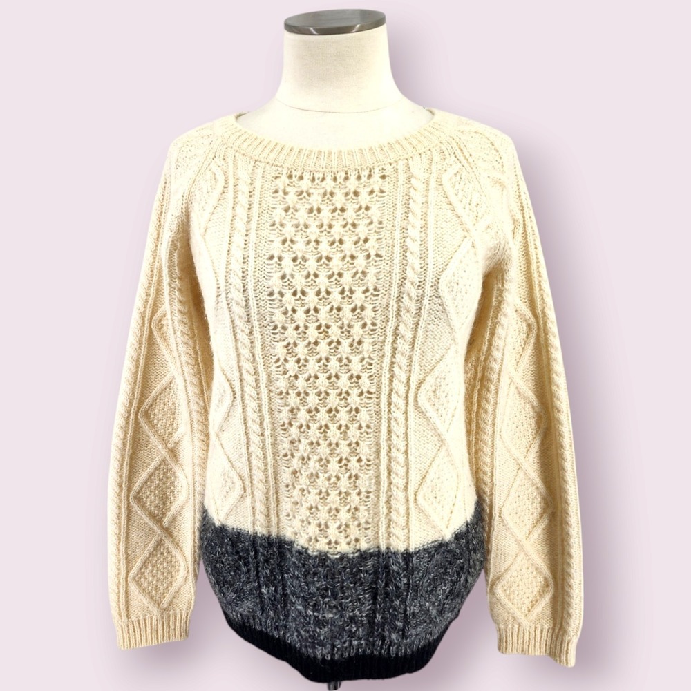 Gap‎ Fisherman Sweater Mohair Wool Heritage Size Small Cable Knit Thick Chunky